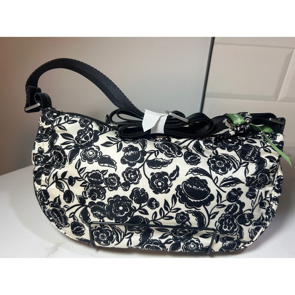 Vera Bradley Black White Floral Crossbody Bag Adjustable Strap Sm‎ Shoulder Bag